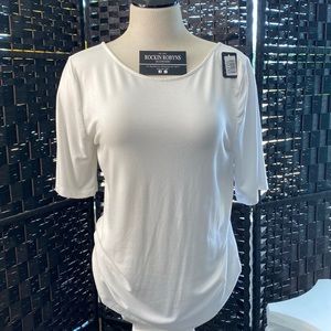 White, cow neck stretchy top